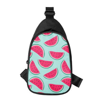 Blue Cute Watermelon Pattern Print Chest Bag