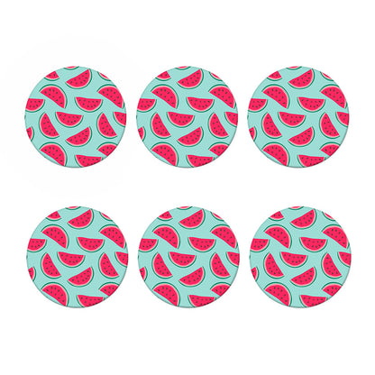 Blue Cute Watermelon Pattern Print Coaster Set