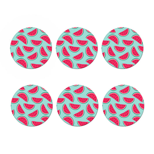 Blue Cute Watermelon Pattern Print Coaster Set
