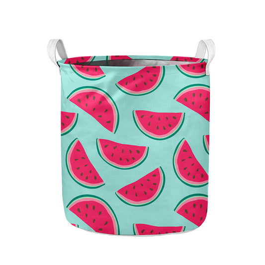 Blue Cute Watermelon Pattern Print Collapsible Laundry Basket