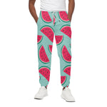 Blue Cute Watermelon Pattern Print Cotton Pants