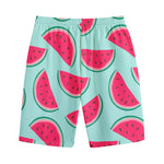 Blue Cute Watermelon Pattern Print Cotton Shorts