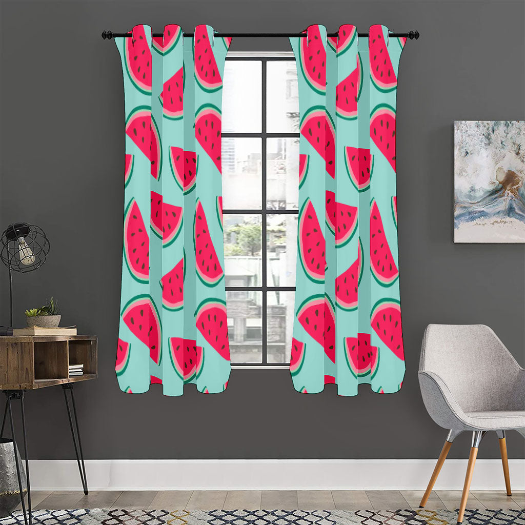 Blue Cute Watermelon Pattern Print Curtain