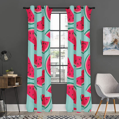 Blue Cute Watermelon Pattern Print Curtain