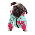 Blue Cute Watermelon Pattern Print Dog Zip Up Hoodie