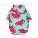 Blue Cute Watermelon Pattern Print Dog Zip Up Hoodie