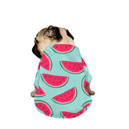 Blue Cute Watermelon Pattern Print Dog Zip Up Jacket