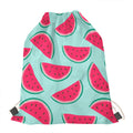 Blue Cute Watermelon Pattern Print Drawstring Bag