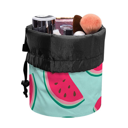 Blue Cute Watermelon Pattern Print Drawstring Makeup Bag