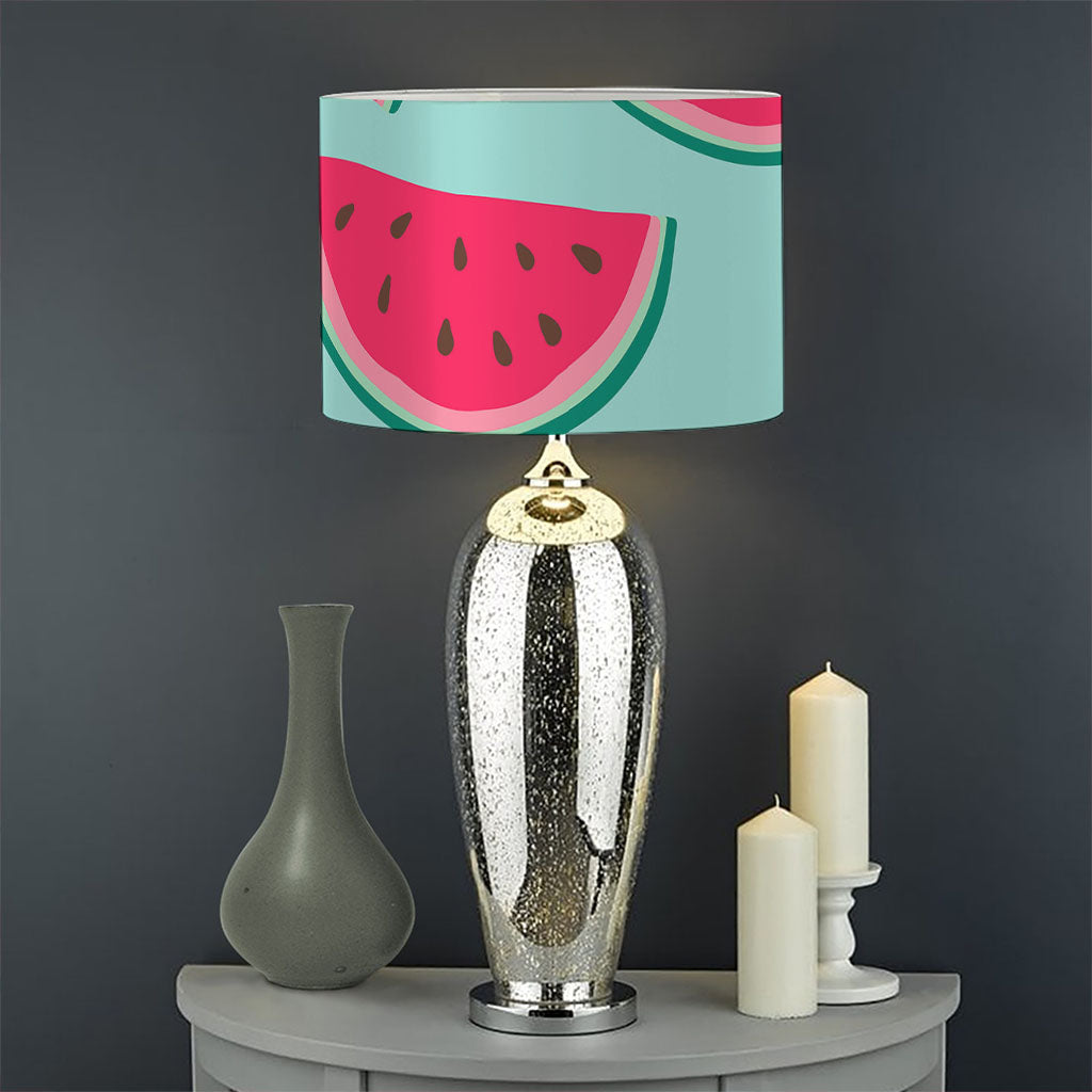 Blue Cute Watermelon Pattern Print Drum Lamp Shade