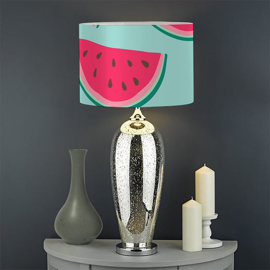 Blue Cute Watermelon Pattern Print Drum Lamp Shade