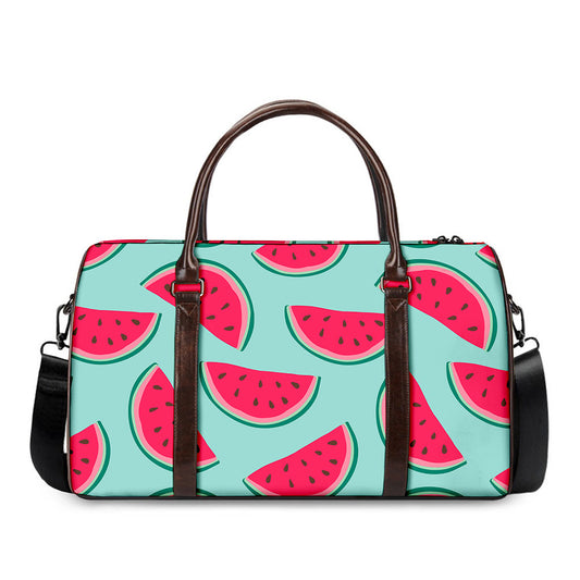 Blue Cute Watermelon Pattern Print Duffle Bag