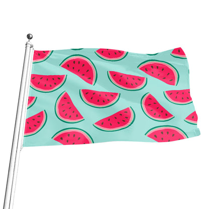 Blue Cute Watermelon Pattern Print Flag