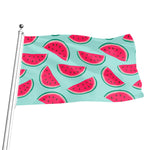 Blue Cute Watermelon Pattern Print Flag