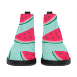 Blue Cute Watermelon Pattern Print Flat Ankle Boots