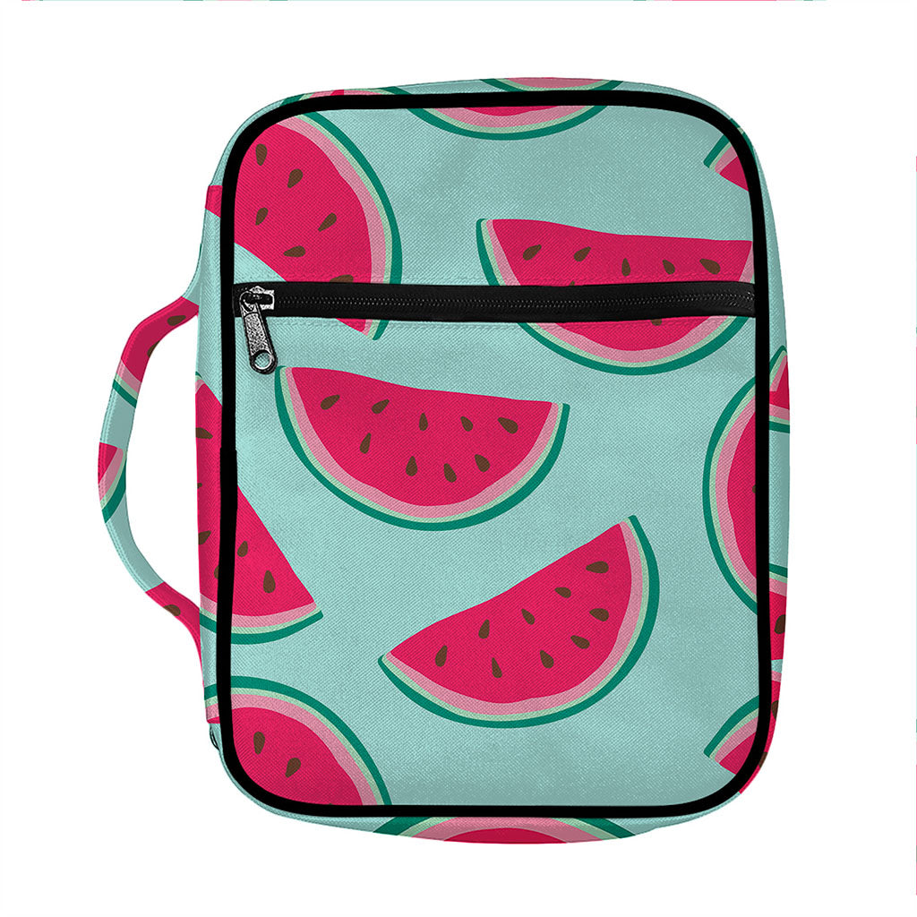 Blue Cute Watermelon Pattern Print Front Pocket Bible Bag