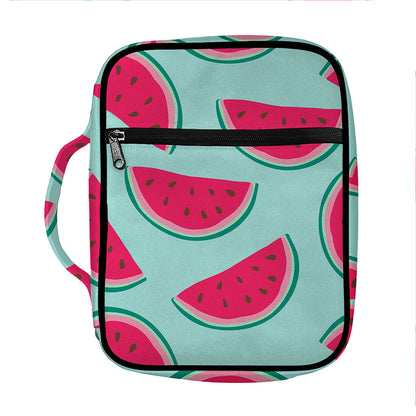 Blue Cute Watermelon Pattern Print Front Pocket Bible Bag
