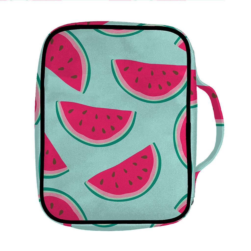 Blue Cute Watermelon Pattern Print Front Pocket Bible Bag