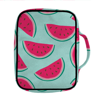 Blue Cute Watermelon Pattern Print Front Pocket Bible Bag
