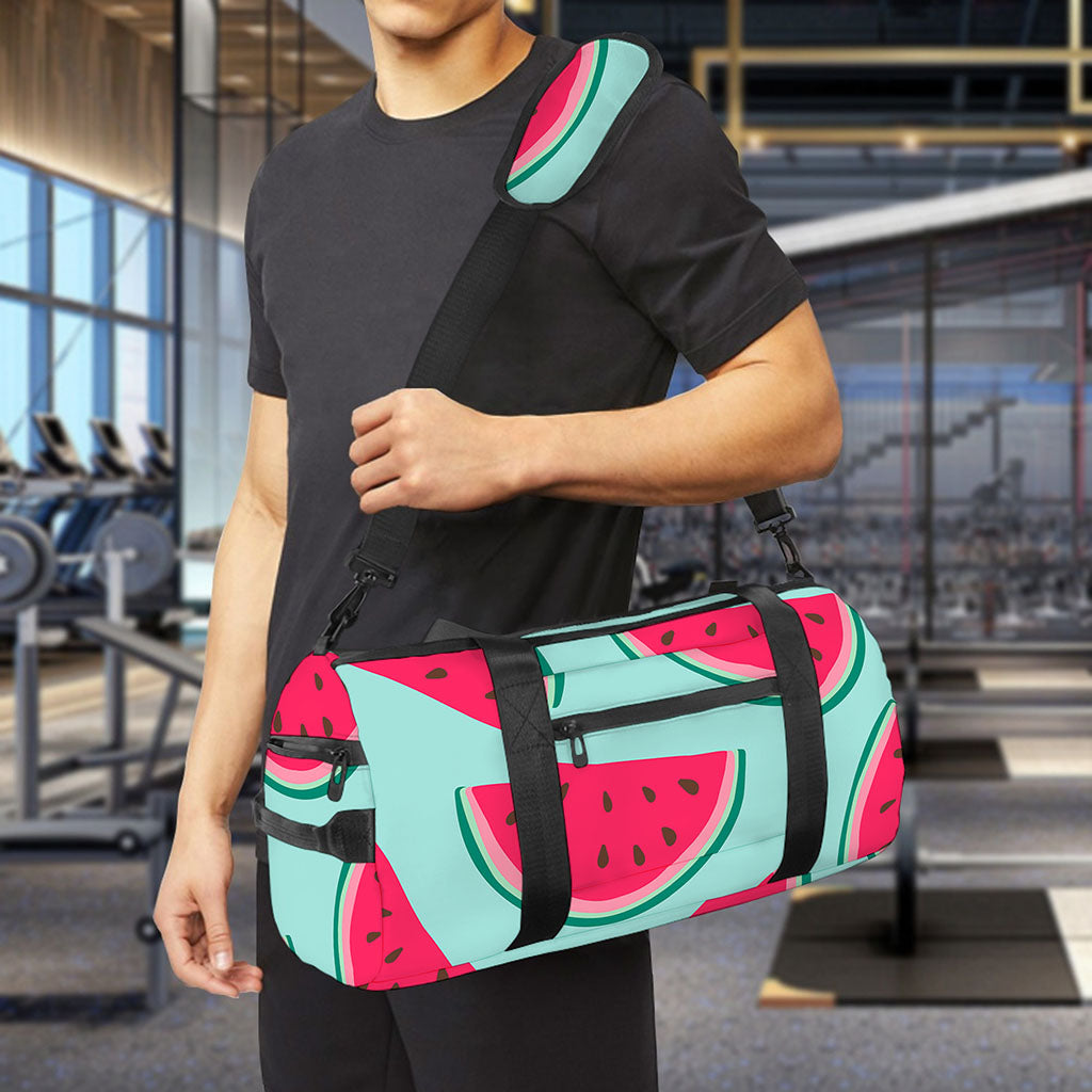 Blue Cute Watermelon Pattern Print Gym Bag