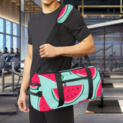 Blue Cute Watermelon Pattern Print Gym Bag