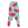 Blue Cute Watermelon Pattern Print Hammer Pants