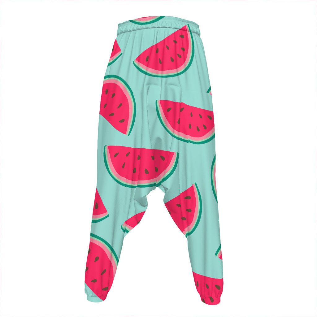 Blue Cute Watermelon Pattern Print Hammer Pants