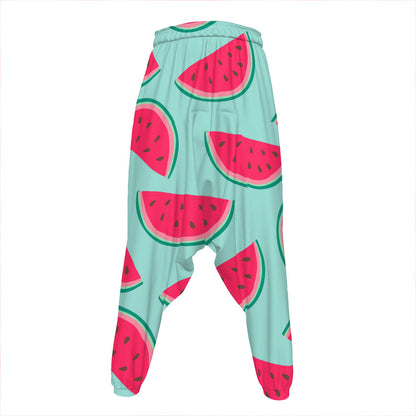 Blue Cute Watermelon Pattern Print Hammer Pants