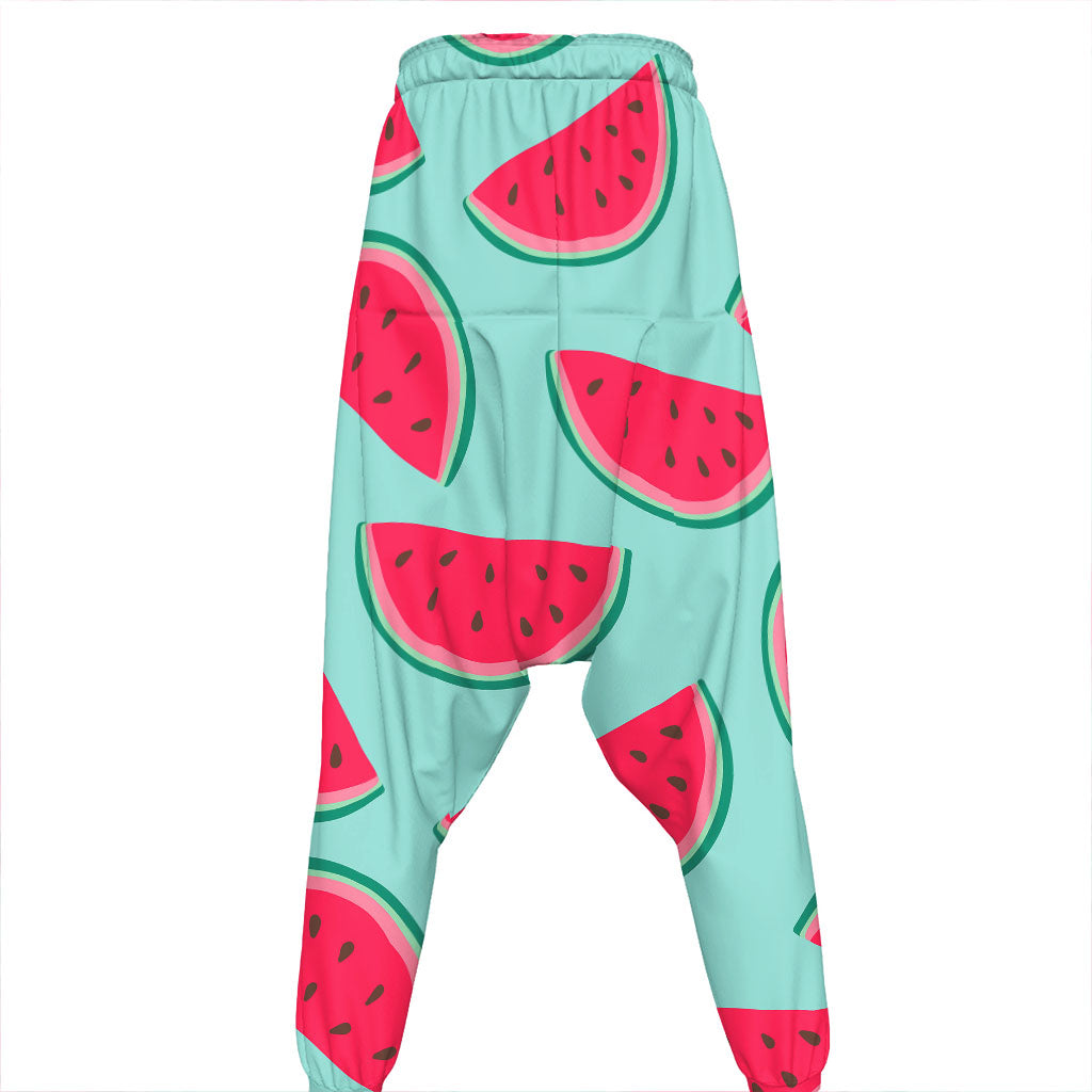 Blue Cute Watermelon Pattern Print Hammer Pants