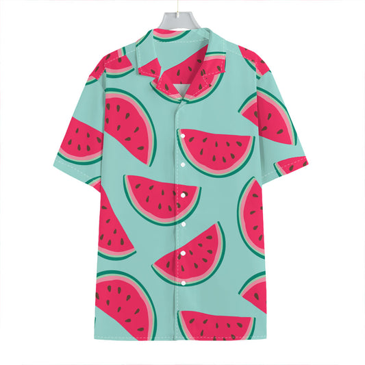 Blue Cute Watermelon Pattern Print Hawaiian Shirt