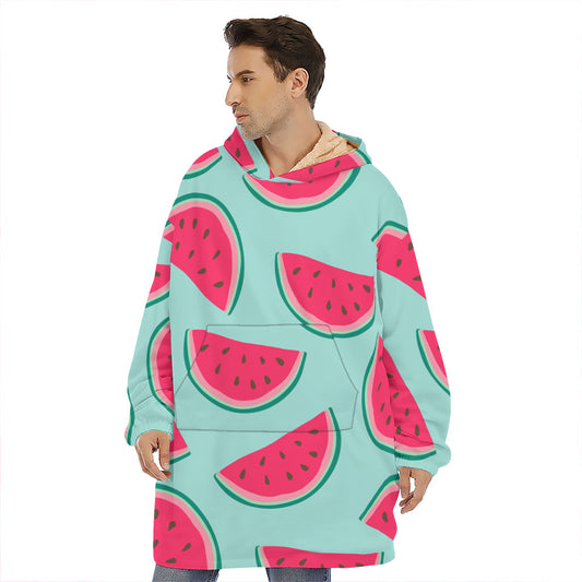 Blue Cute Watermelon Pattern Print Hoodie Blanket