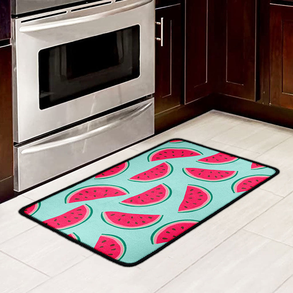 Blue Cute Watermelon Pattern Print Kitchen Mat