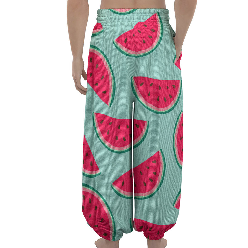 Blue Cute Watermelon Pattern Print Lantern Pants