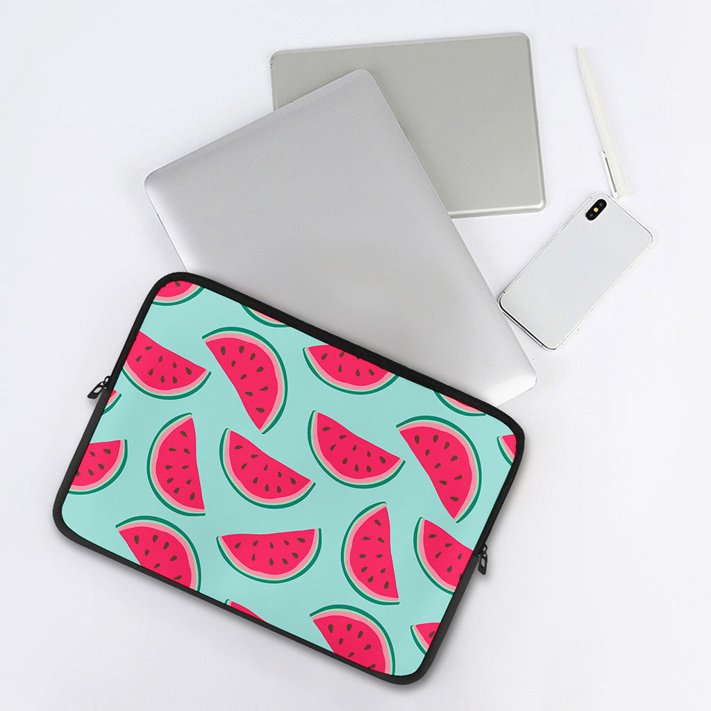 Blue Cute Watermelon Pattern Print Laptop Sleeve