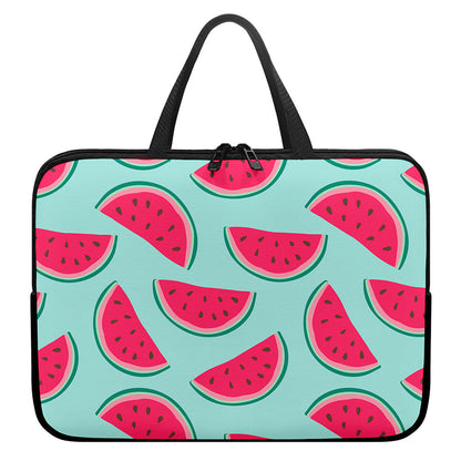 Blue Cute Watermelon Pattern Print Laptop Sleeve With Handle