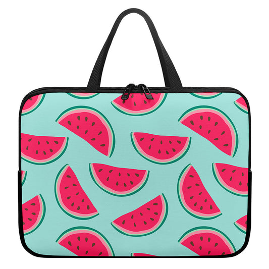 Blue Cute Watermelon Pattern Print Laptop Sleeve With Handle