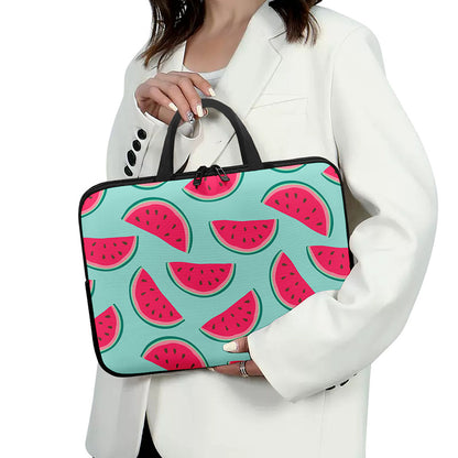 Blue Cute Watermelon Pattern Print Laptop Sleeve With Handle