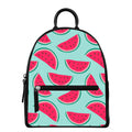 Blue Cute Watermelon Pattern Print Leather Backpack