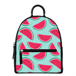 Blue Cute Watermelon Pattern Print Leather Backpack