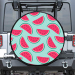 Blue Cute Watermelon Pattern Print Leather Spare Tire Cover