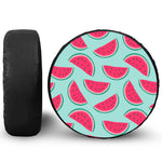 Blue Cute Watermelon Pattern Print Leather Spare Tire Cover