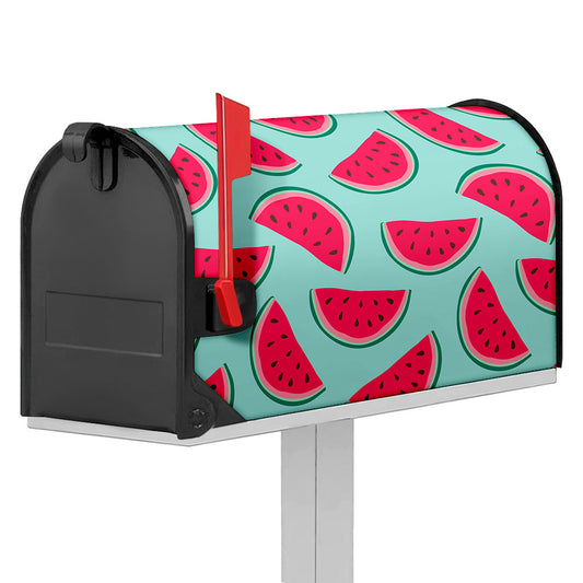 Blue Cute Watermelon Pattern Print Mailbox Cover