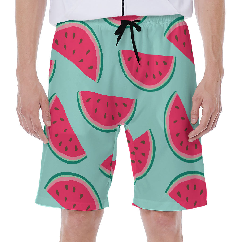 Blue Cute Watermelon Pattern Print Men's Beach Shorts