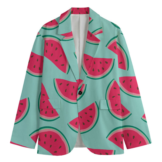Blue Cute Watermelon Pattern Print Men's Blazer