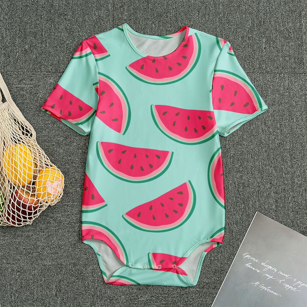 Blue Cute Watermelon Pattern Print Men's Bodysuit