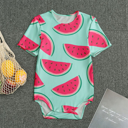 Blue Cute Watermelon Pattern Print Men's Bodysuit