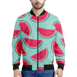 Blue Cute Watermelon Pattern Print Men's Bomber Jacket