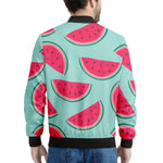 Blue Cute Watermelon Pattern Print Men's Bomber Jacket