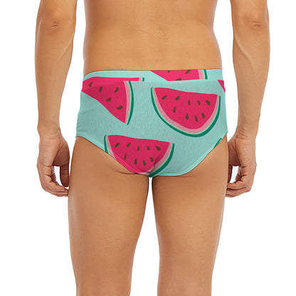 Blue Cute Watermelon Pattern Print Men's Briefs