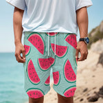 Blue Cute Watermelon Pattern Print Men's Cargo Shorts